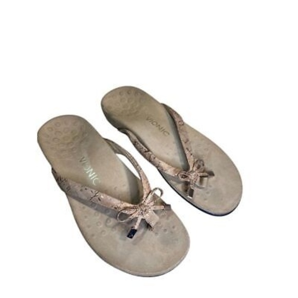 Vionic Bella Women's Orthotic Flip Flop Sandals Beige Size 8 Casual Comfort Shoe - Picture 1 of 12